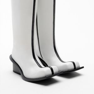 FIDAN NOVRUZOVA SONA SKINNY STRIPE EQUESTRIAN BOOTS         SIZE:40EU (9.5-10US)